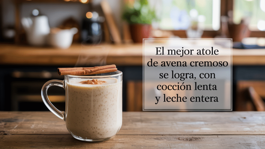 El mejor atole de avena cremoso se logra con cocción lenta y leche entera