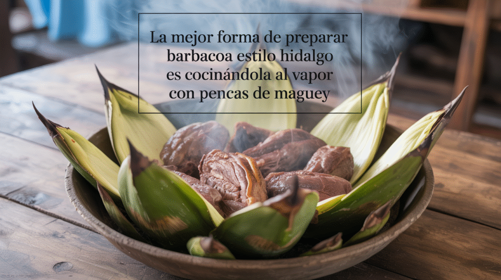 La mejor forma de preparar barbacoa estilo Hidalgo es cocinándola al vapor con pencas de maguey