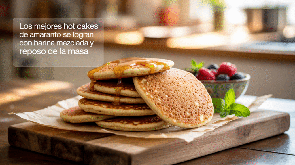 Los mejores hot cakes de amaranto se logran con harina mezclada y reposo de la masa